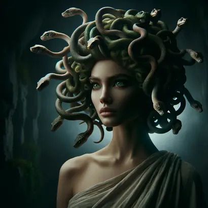 medusa gorgon mythological greek roman snake woman monster Stock